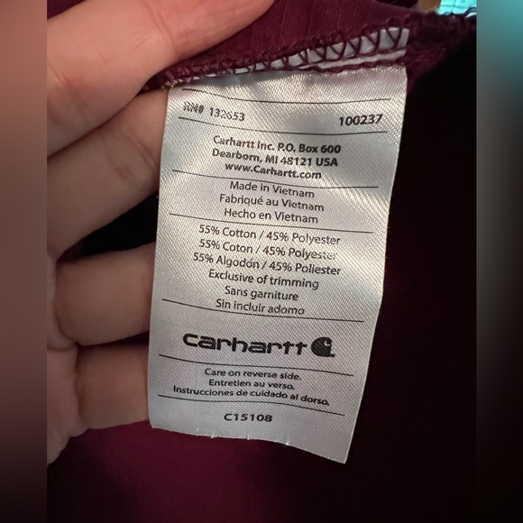 Carhartt Rugged Flex Ripstop Chest Pocket Scrub Top Color Wine Size 2X - Picture 5 of 11